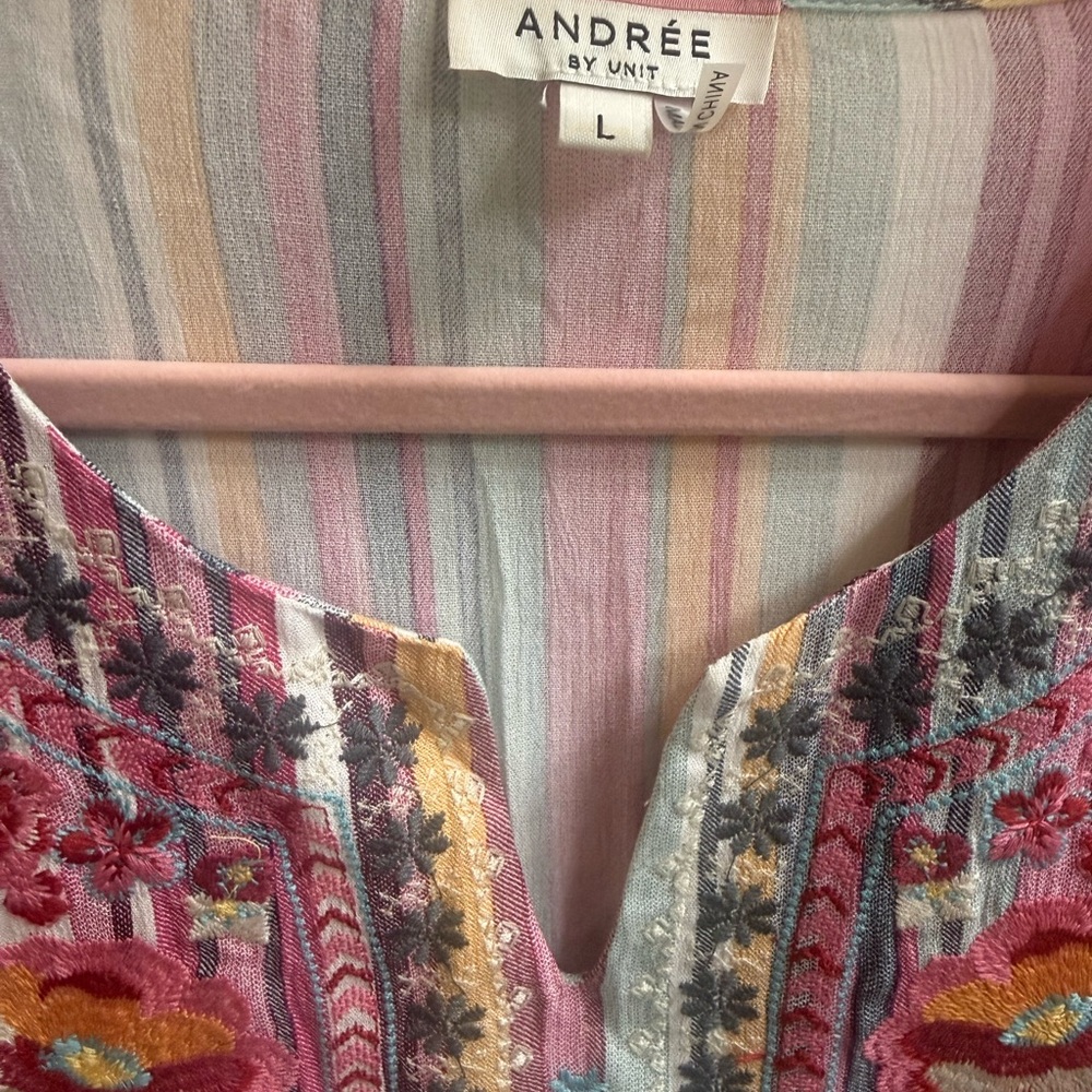 Floral Embroidered Striped (Savannah Jane Dup) Women's Top - Picture 2 of 12
